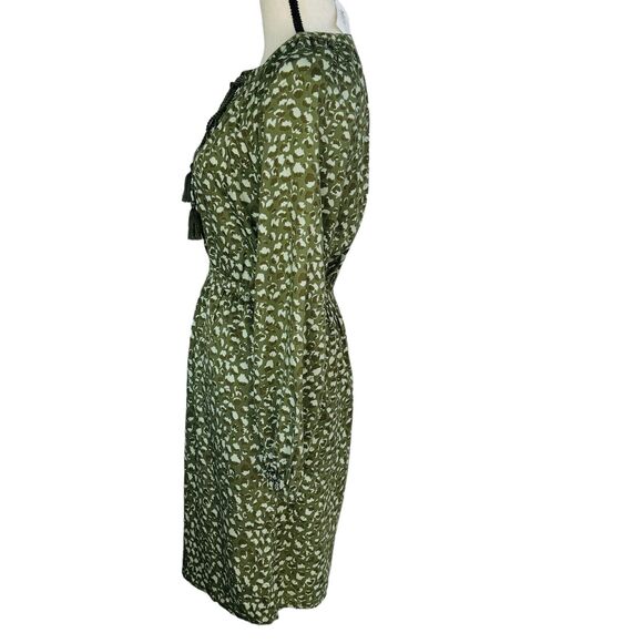 Style & Co Petite Small PS Dress Long Sleeve Tie Keyhole V-Neck Olive Green New - Picture 6 of 9